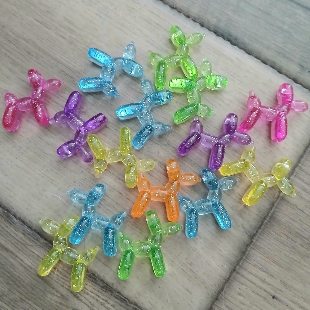 Set of 15 Glitter Balloon Dog Resin Charms – Kawaii Craft Supplies